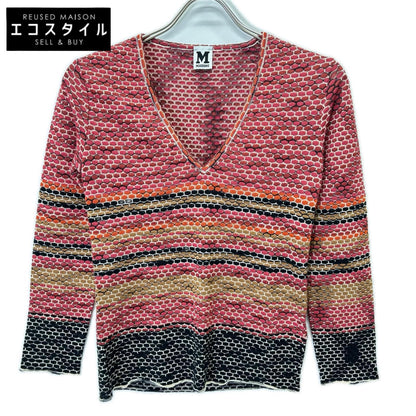 M Missoni エムミッソーニ レッド系 ウールレーヨン Vネック ニットソー トップス