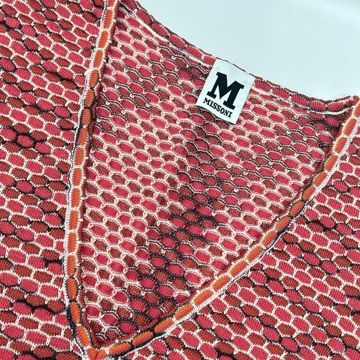 M Missoni エムミッソーニ レッド系 ウールレーヨン Vネック ニットソー トップス