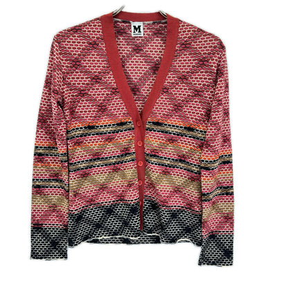 M Missoni エムミッソーニ レッド系 ウールレーヨン Vネック ニット カーディガン トップス
