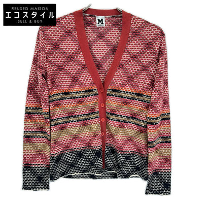 M Missoni エムミッソーニ レッド系 ウールレーヨン Vネック ニット カーディガン トップス