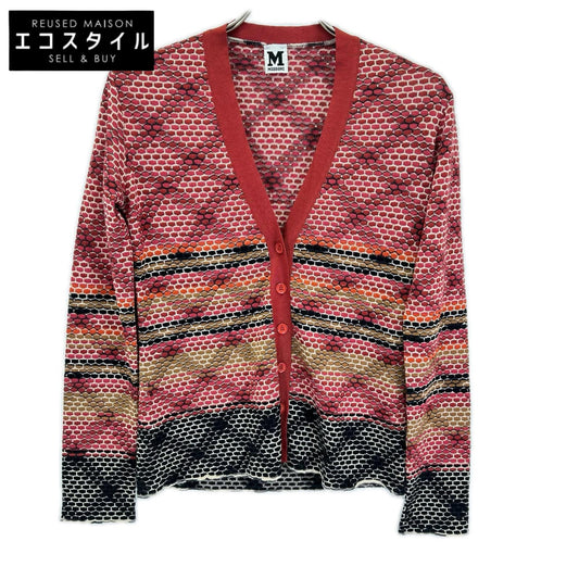 M Missoni Reddish wool-rayon V-neck knit cardigan top