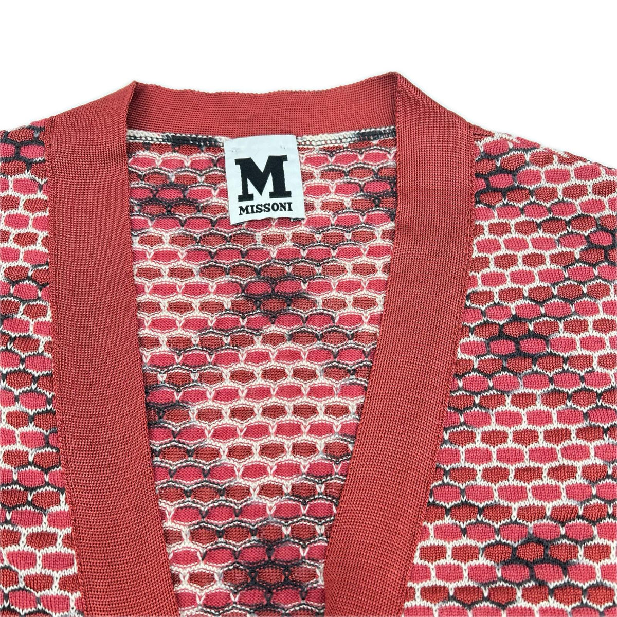 M Missoni エムミッソーニ レッド系 ウールレーヨン Vネック ニット カーディガン トップス