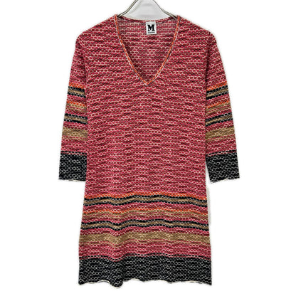 M Missoni エムミッソーニ レッド系 ウールレーヨン Vネック ニット ワンピース ワンピース