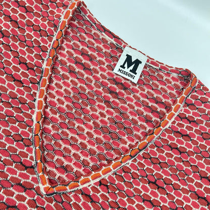 M Missoni エムミッソーニ レッド系 ウールレーヨン Vネック ニット ワンピース ワンピース