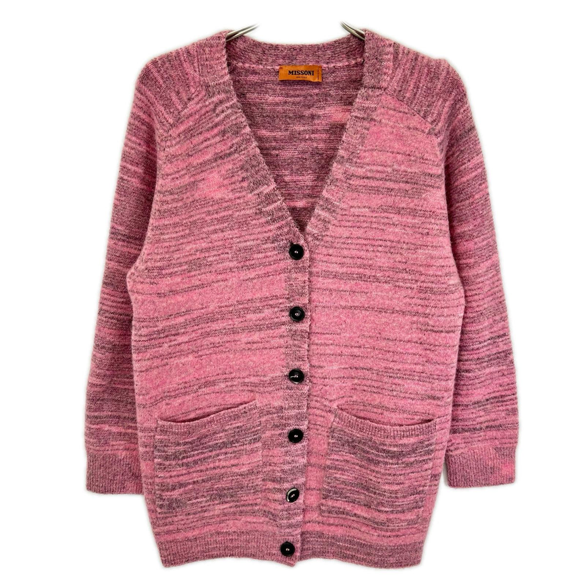 MISSONI ミッソーニ ピンク×グレー ウールレーヨン ニット カーディガン トップス
