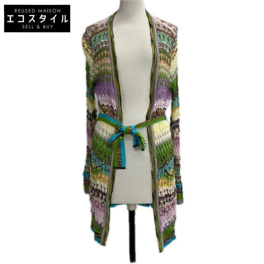 MISSONI ミッソーニ 21年 マルチカラー レーヨン ベルト付き ロングカーディガン トップス