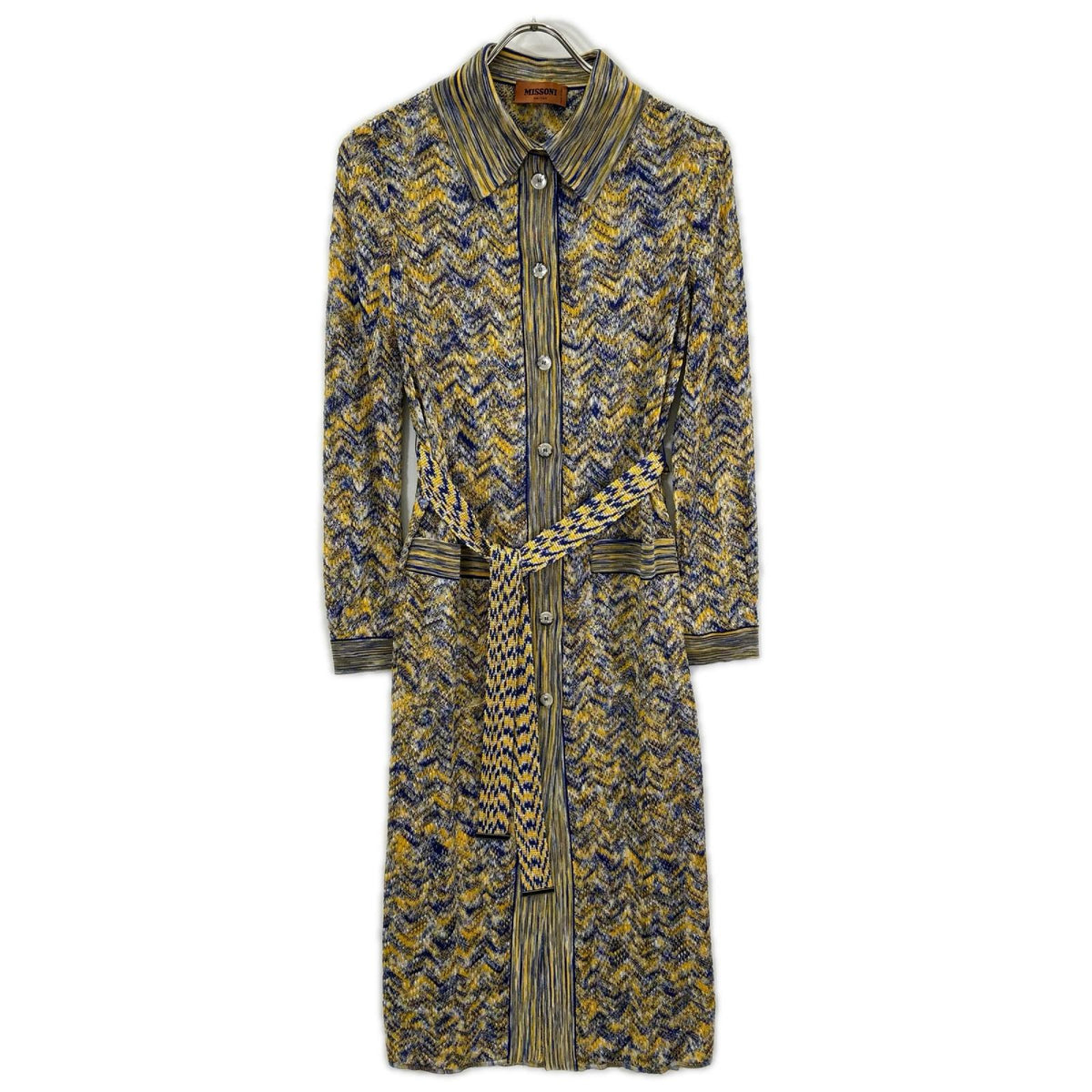 MISSONI ミッソーニ ブルー×イエロー レーヨン マルチカラー シャツワンピース ワンピース