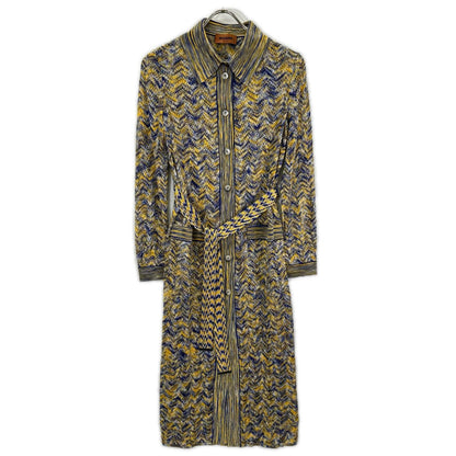 MISSONI ミッソーニ ブルー×イエロー レーヨン マルチカラー シャツワンピース ワンピース