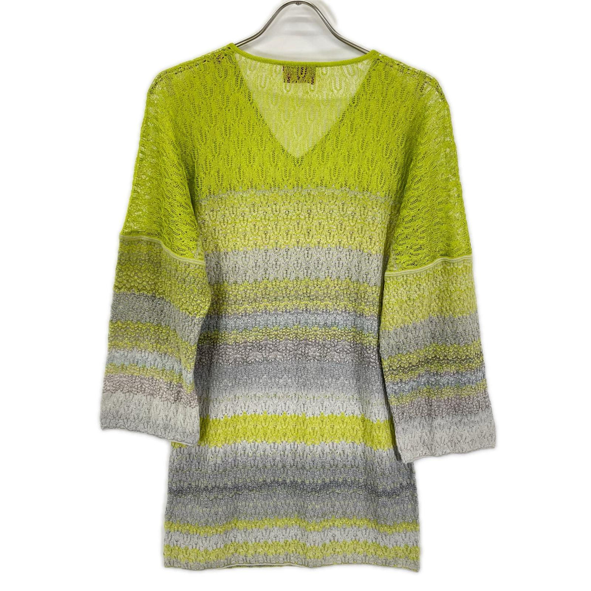 MISSONI ミッソーニ グリーン×グレー ウールレーヨン Vネック ニット ワンピース ワンピース