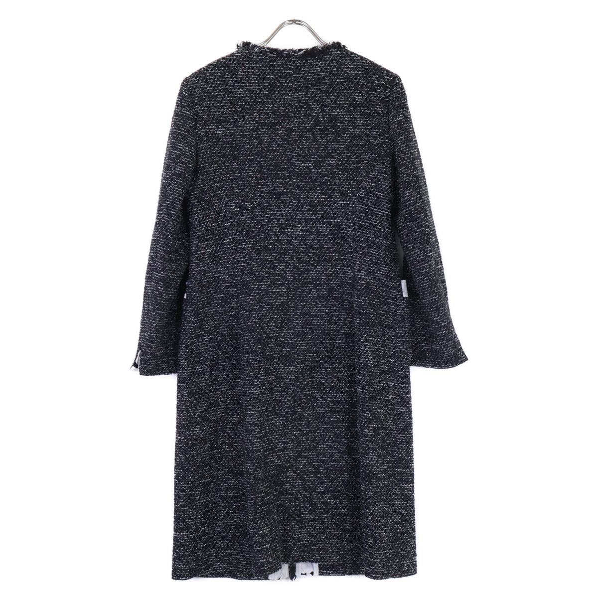 LEONARD レオナール FASHION 0378851 ツイード ノーカラー ロング コート