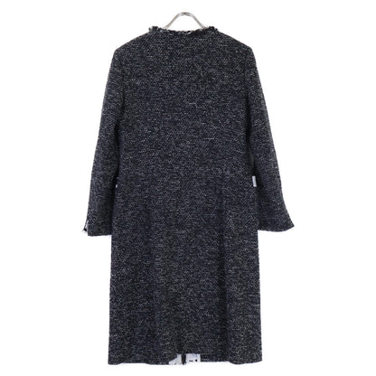 LEONARD レオナール FASHION 0378851 ツイード ノーカラー ロング コート