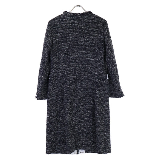 LEONARD レオナール FASHION 0378851 ツイード ノーカラー ロング コート