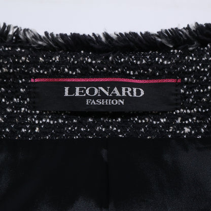 LEONARD レオナール FASHION 0378851 ツイード ノーカラー ロング コート