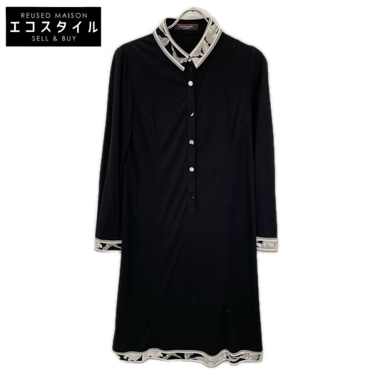 LEONARD レオナール 【FASHION】0190261 ブラック カンカン 襟付き ワンピース ワンピース
