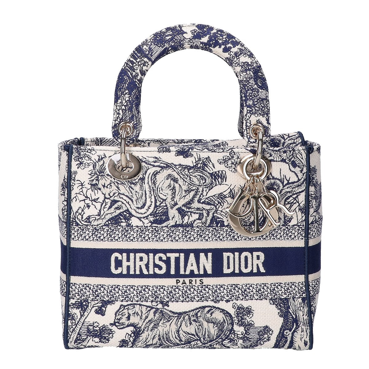 Christian Dior クリスチャンディオール 美品 LADY D-LITE ミディアム トワルドゥジュイ エンブロイダリー 2WAYショルダーバッグ ハンドバッグ