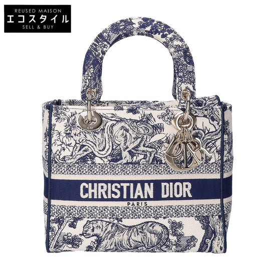 Christian Dior クリスチャンディオール 美品 LADY D-LITE ミディアム トワルドゥジュイ エンブロイダリー 2WAYショルダーバッグ ハンドバッグ