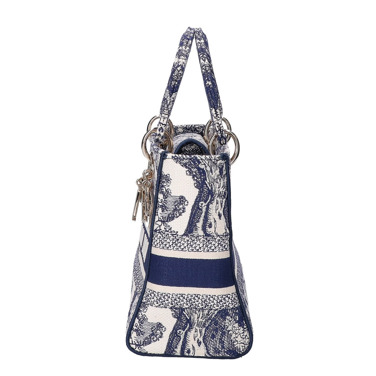 Christian Dior クリスチャンディオール 美品 LADY D-LITE ミディアム トワルドゥジュイ エンブロイダリー 2WAYショルダーバッグ ハンドバッグ