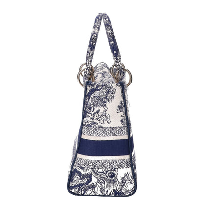 Christian Dior クリスチャンディオール 美品 LADY D-LITE ミディアム トワルドゥジュイ エンブロイダリー 2WAYショルダーバッグ ハンドバッグ