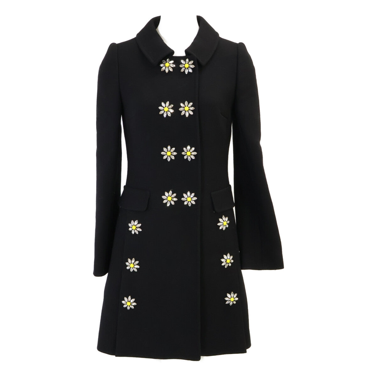 DOLCE&GABBANA ドルチェアンドガッバーナ 【国内正規】F0P23Z FU2TS フラワービジュー ウール ロング コート