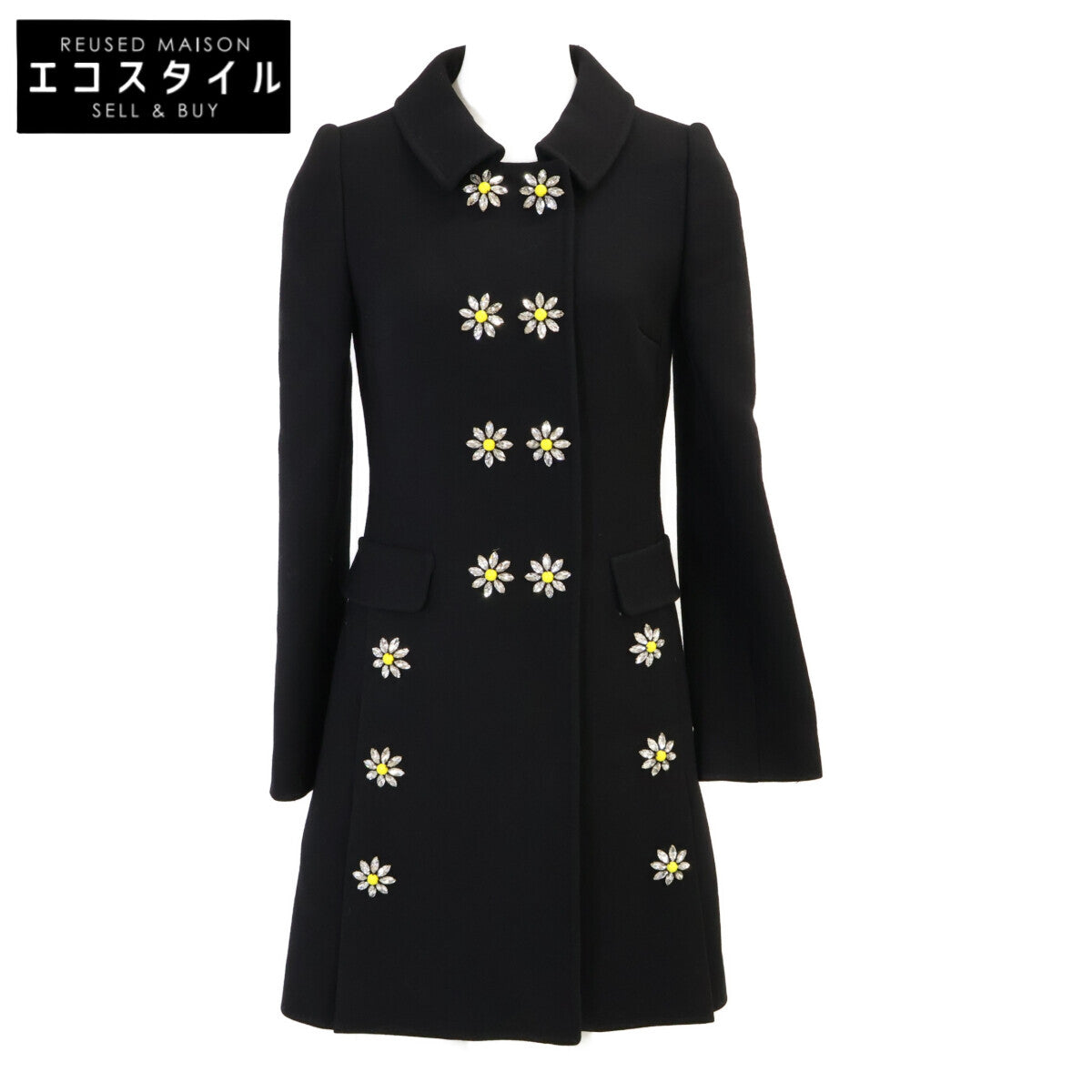 DOLCE&GABBANA ドルチェアンドガッバーナ 【国内正規】F0P23Z FU2TS フラワービジュー ウール ロング コート