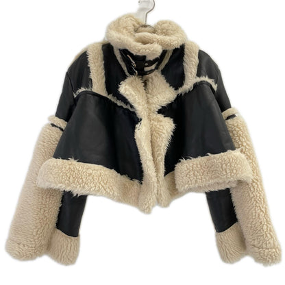 sacai サカイ 22-06278 22AW ブラック フェイクレザー ファーボアジャケット ジャケット