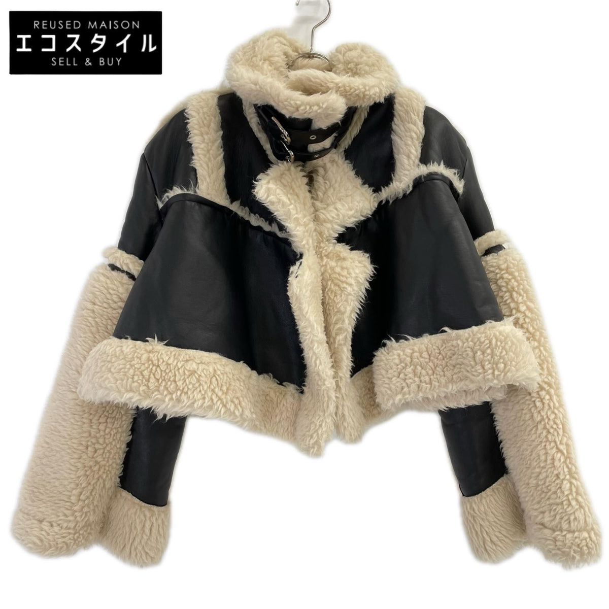 sacai サカイ 22-06278 22AW ブラック フェイクレザー ファーボアジャケット ジャケット