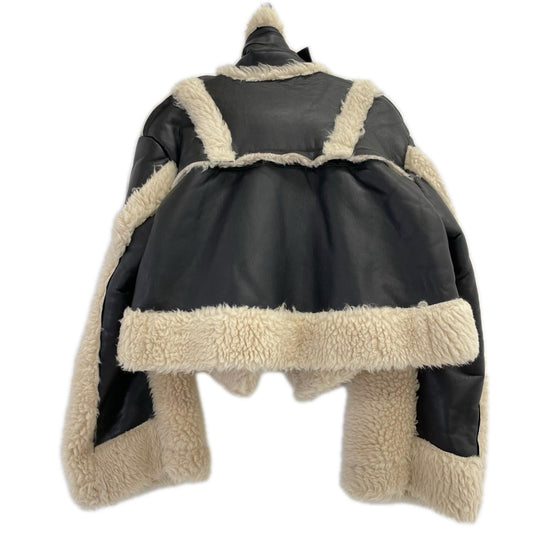 sacai サカイ 22-06278 22AW ブラック フェイクレザー ファーボアジャケット ジャケット