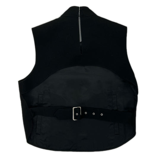 COMMEdesGARCONSNoirKeiNinomiya Comme des Garçons Noir Kei Ninomiya 3E-V027 Black Wool Cupra Sleeveless Back-Open Vest Top