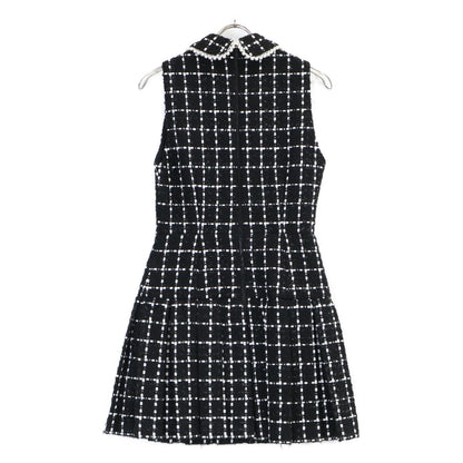 alice+olivia アリスオリビア CC210018529 ブラック チェック ビジュー ツイード ノースリーブ ワンピース ワンピース