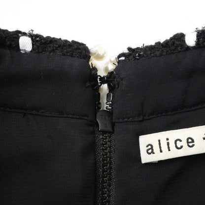 alice+olivia アリスオリビア CC210018529 ブラック チェック ビジュー ツイード ノースリーブ ワンピース ワンピース