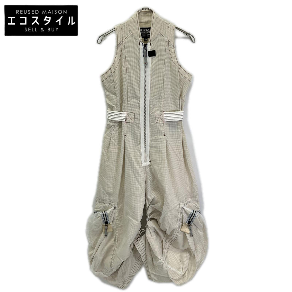 G-STAR RAW ジースターロゥ D21467-C651-110 ホワイト E Razor Jumpsuit サロペット オーバーオール オールインワン