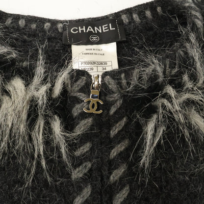 CHANEL シャネル 【美品/国内正規】P39892K02839 アルパカｘカシミヤ フリンジトリム ノーカラージャケット ジャケット