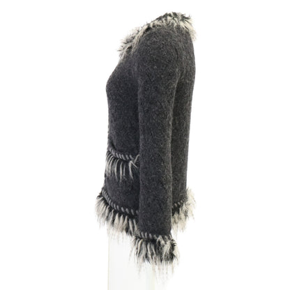 CHANEL シャネル 【美品/国内正規】P39892K02839 アルパカｘカシミヤ フリンジトリム ノーカラージャケット ジャケット
