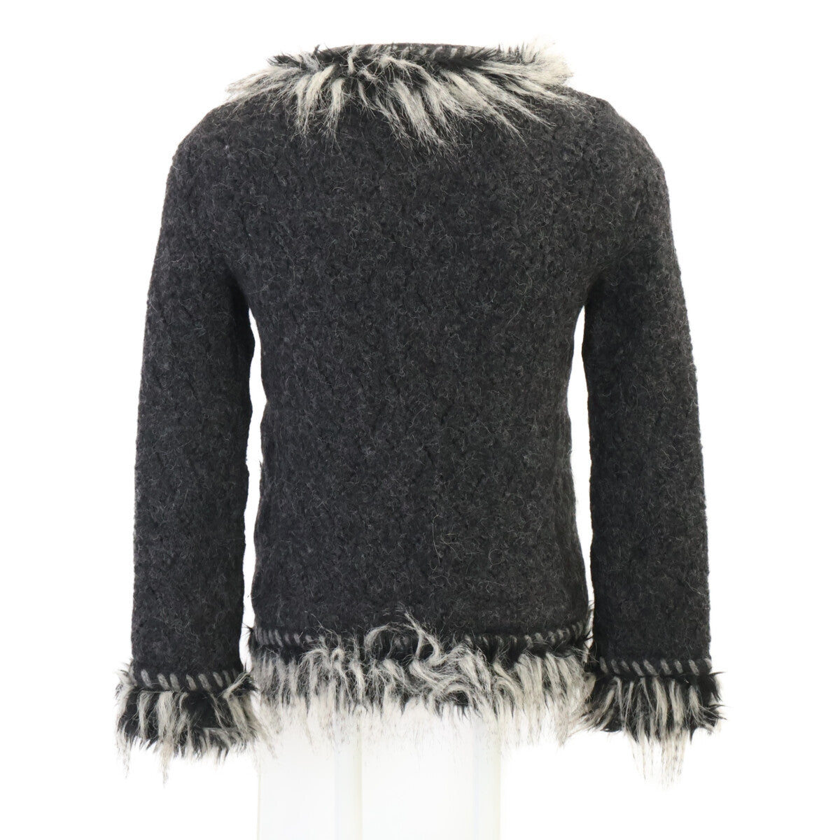 CHANEL シャネル 【美品/国内正規】P39892K02839 アルパカｘカシミヤ フリンジトリム ノーカラージャケット ジャケット