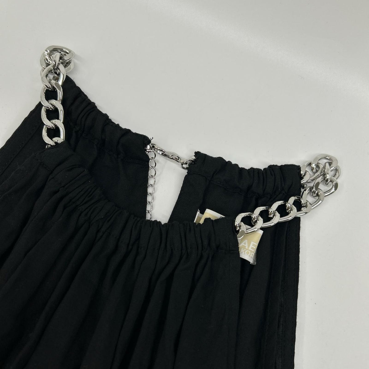 MICHAEL KORS マイケルコース MS381P04YJ ブラック チェーンホルター コットンローン ミディドレス ワンピース