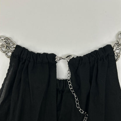 MICHAEL KORS マイケルコース MS381P04YJ ブラック チェーンホルター コットンローン ミディドレス ワンピース