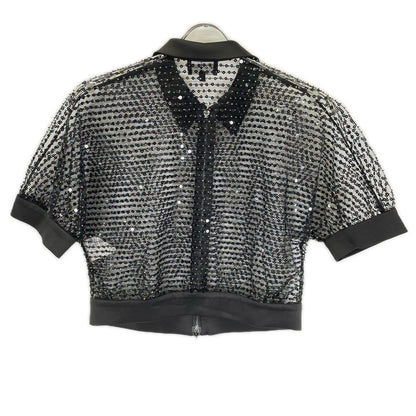 EMPORIOARMANI エンポリオアルマーニ ブラック スパンコールチュール ジップアップ ブルゾン ジャケット