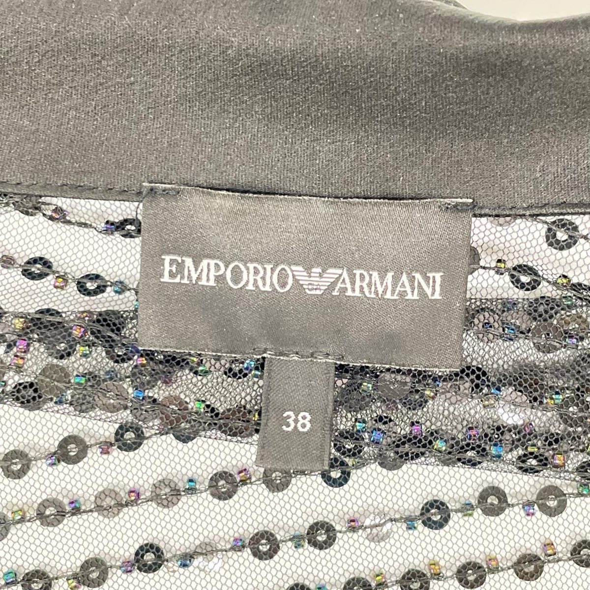 EMPORIOARMANI エンポリオアルマーニ ブラック スパンコールチュール ジップアップ ブルゾン ジャケット