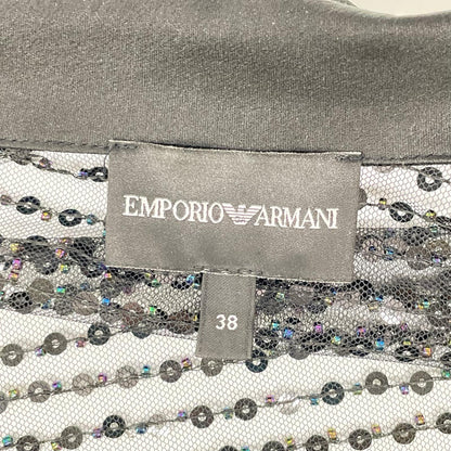 EMPORIOARMANI エンポリオアルマーニ ブラック スパンコールチュール ジップアップ ブルゾン ジャケット