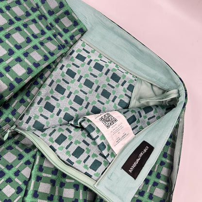 EMPORIOARMANI エンポリオアルマーニ BNN07TB2104 グリーン チェック フレア タックロングスカート スカート