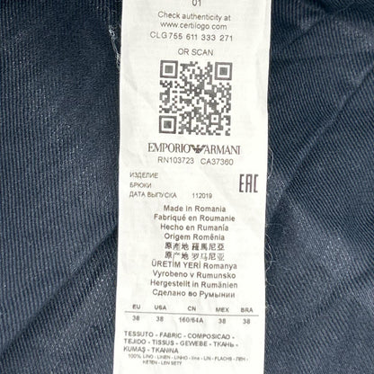 EMPORIOARMANI エンポリオアルマーニ 5NP24T52012 ネイビー リネン ワイドレッグパンツ ボトムス