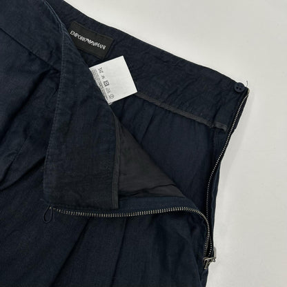 EMPORIOARMANI エンポリオアルマーニ 5NP24T52012 ネイビー リネン ワイドレッグパンツ ボトムス