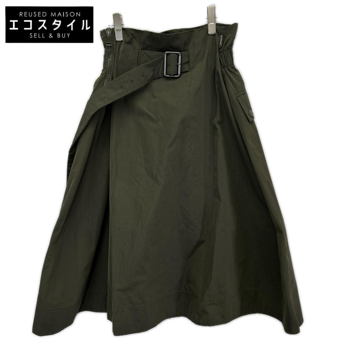 MONCLER モンクレール D20932566900 18年 カーキ GONNA ナイロン ベルト付き スカート スカート