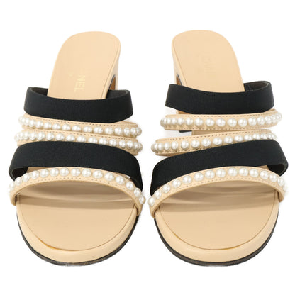 CHANEL シャネル 【美品】G35381 パール付 ヒールサンダル シューズ