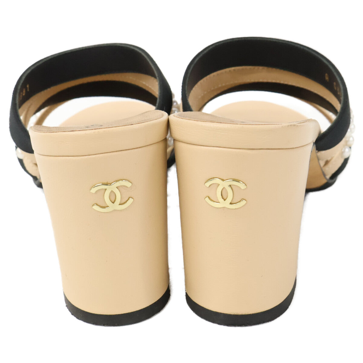 CHANEL シャネル 【美品】G35381 パール付 ヒールサンダル シューズ