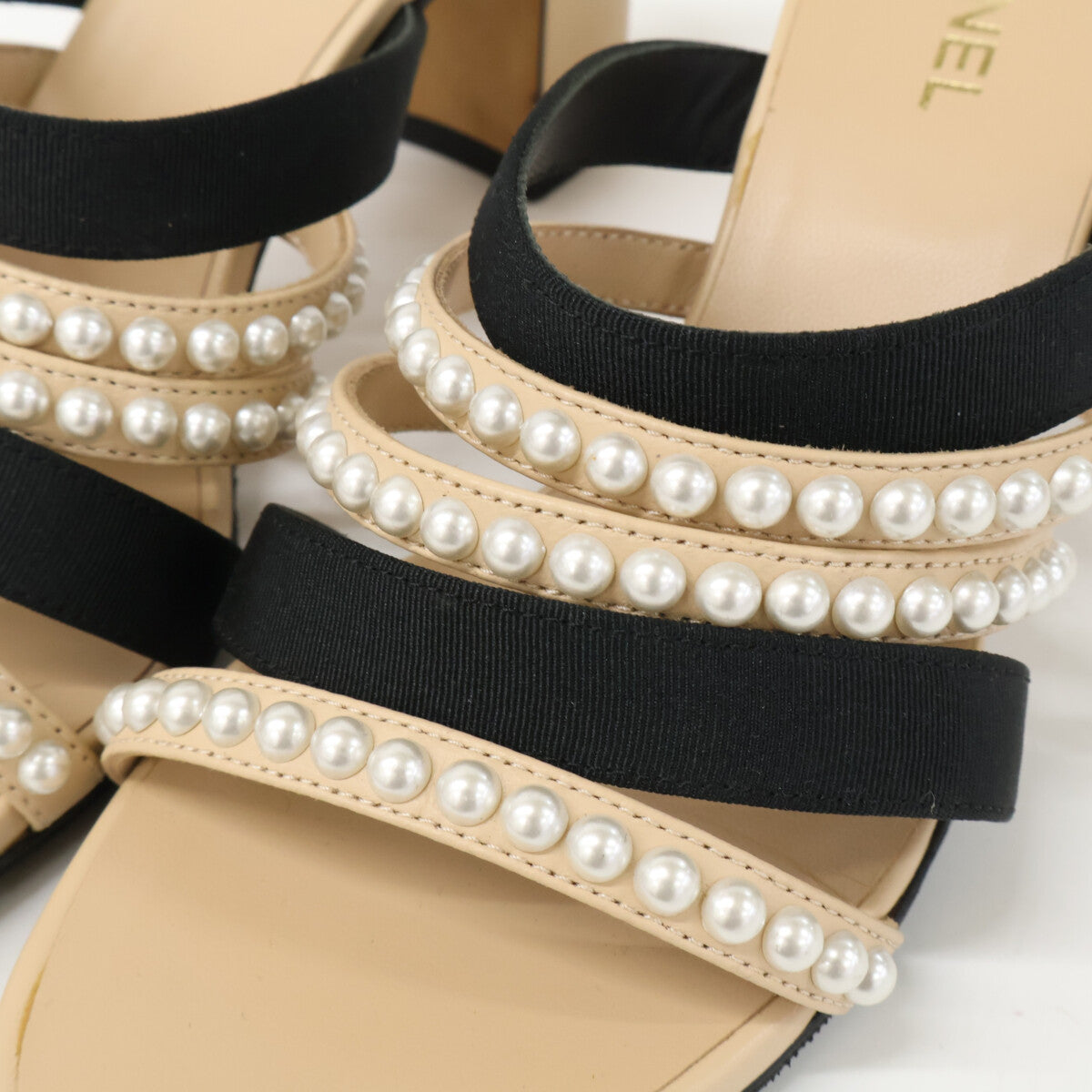 CHANEL シャネル 【美品】G35381 パール付 ヒールサンダル シューズ