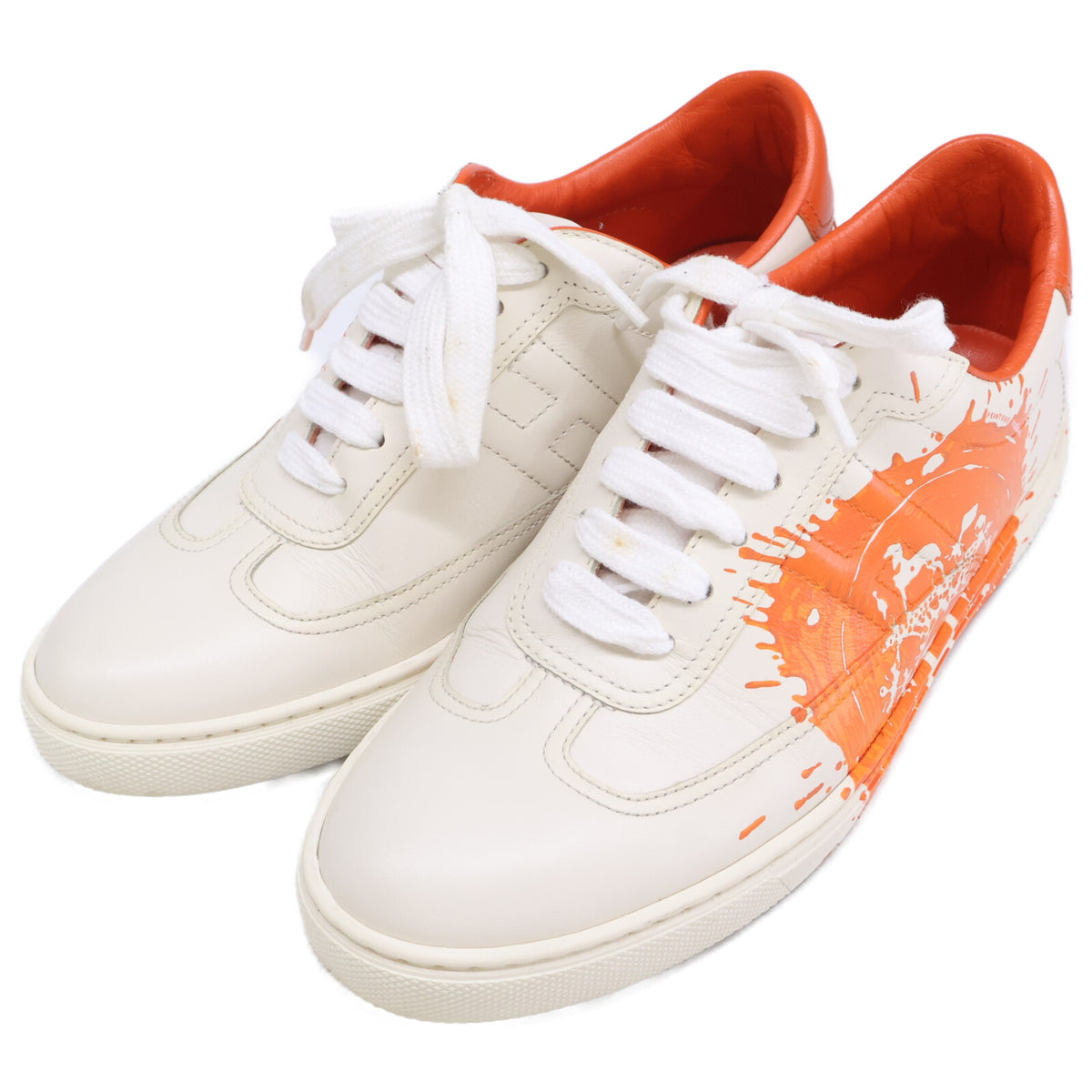 HERMES エルメス Quicker クイッカー ペイント加工 レザー ローカットスニーカー シューズ
