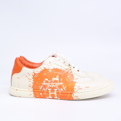 HERMES エルメス Quicker クイッカー ペイント加工 レザー ローカットスニーカー シューズ
