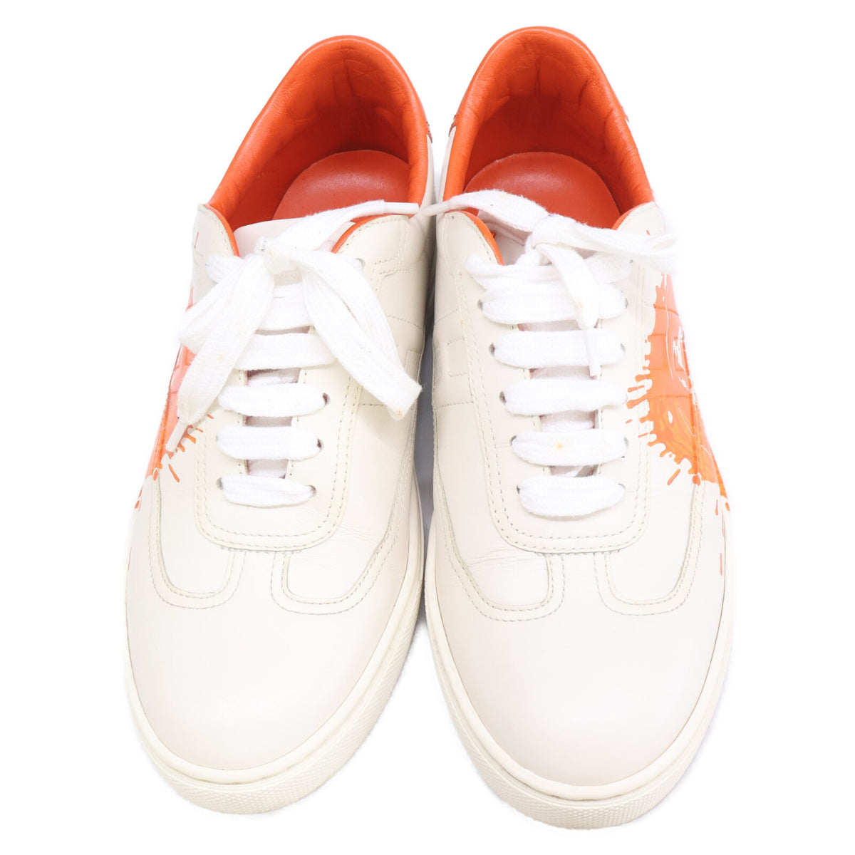 HERMES エルメス Quicker クイッカー ペイント加工 レザー ローカットスニーカー シューズ