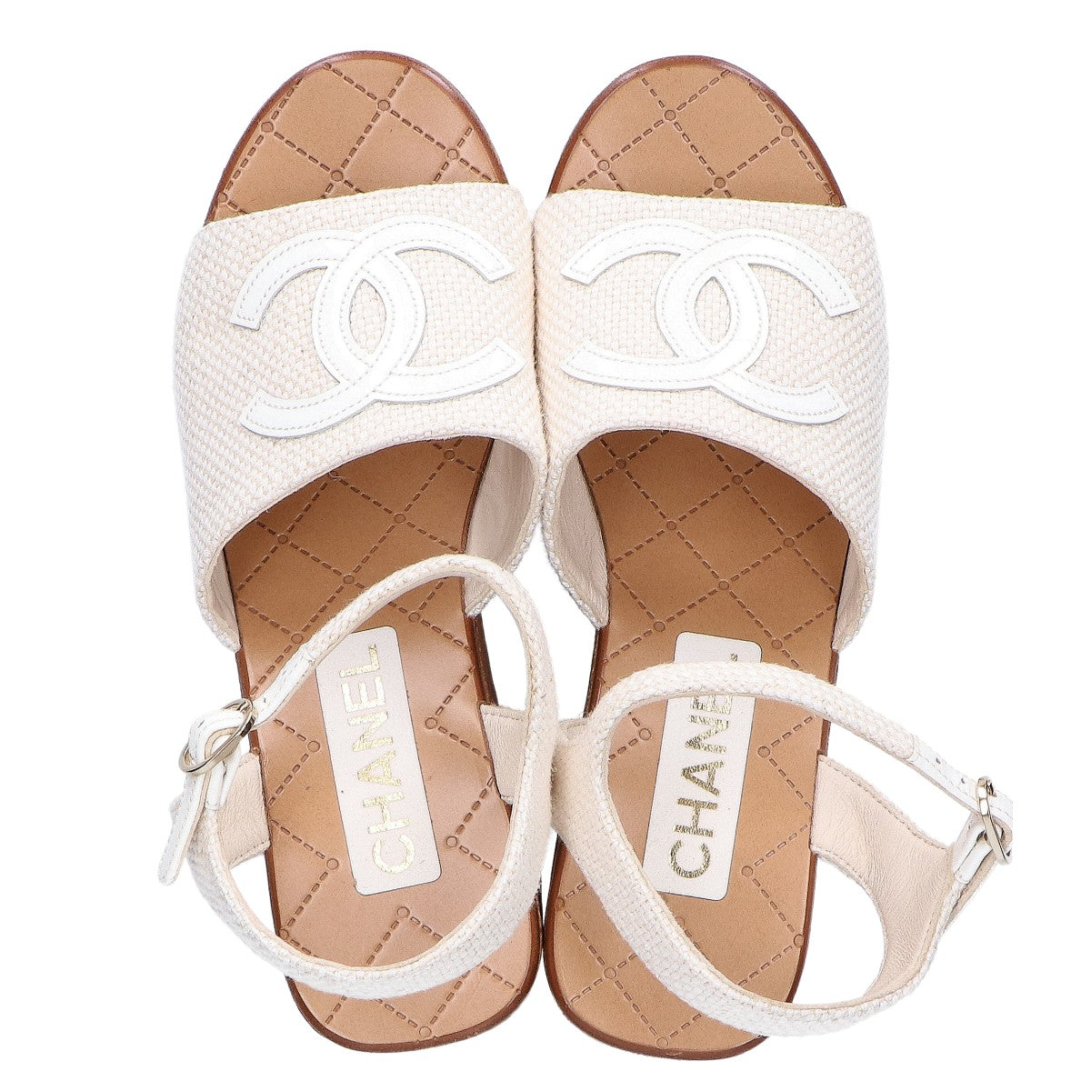CHANEL シャネル 【美品】G45555 ココマーク アンクルストラップ ウエッジソール サンダル シューズ